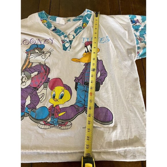Looney Tunes 1994 Sun Sportswear Large Shirt Vintage Daffy Duck Tweety Bugs READ - Picture 7 of 16